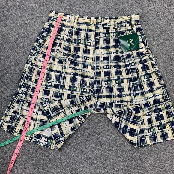 Vintage Reebok Shorts Women 14 Multi Madras Slash Pocket High Rise Retro Culotte - Picture 6 of 12